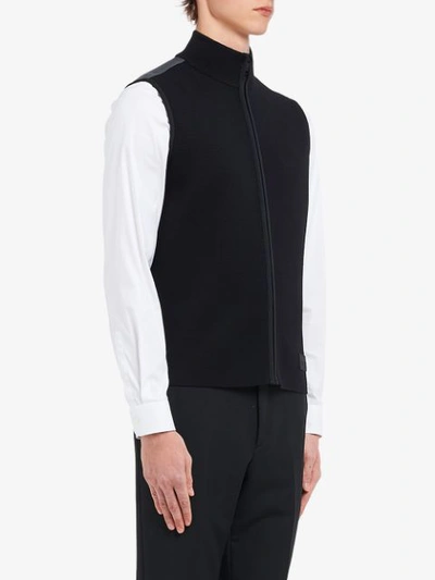 Shop Prada Punto Stoffa Knit Vest In Black