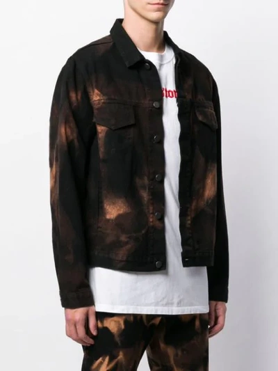 Shop 424 Acid Wash Denim Jacket In Black