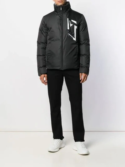 Shop Fendi Reversible Double F Jacket In F0c1f Optical White Black