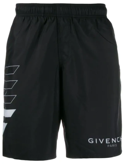 GIVENCHY LOGO SWIM SHORTS - 黑色