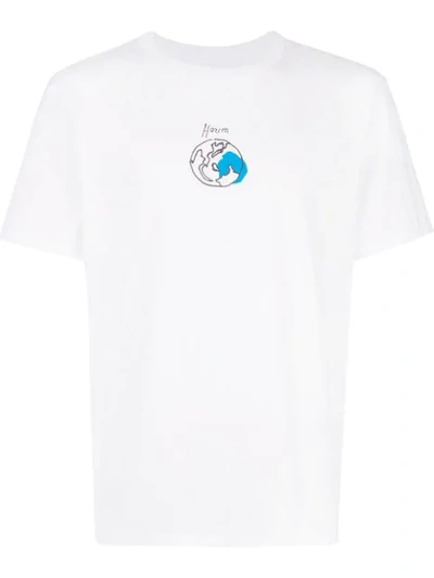 Shop Julien David Earth Scribble T-shirt In White