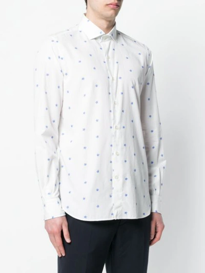 Shop Orian Floral Print Shirt In White