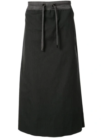 Shop Fumito Ganryu Drawstring Midi Skirt In Grey