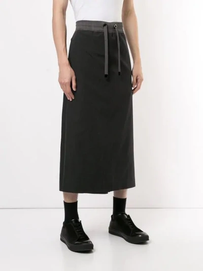 Shop Fumito Ganryu Drawstring Midi Skirt In Grey