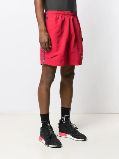 Shop Stussy Stripe Detail Track Shorts In Red