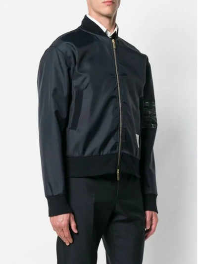 Shop Thom Browne Perforated 4-bar Ripstop Bomber In Blue