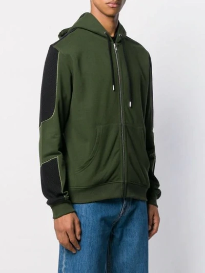 Shop Kenzo Dual-fabric Zipped Hoodie In Green