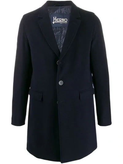 Shop Herno Single-breasted Mid-length Coat In Blue