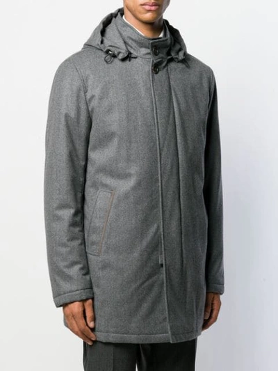 Shop Canali Straight-fit Hooded Coat In Grey