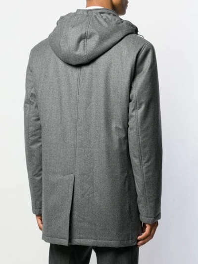 Shop Canali Straight-fit Hooded Coat In Grey