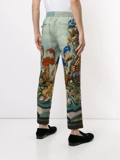 Shop Dolce & Gabbana Amore E Bellezza Print Relaxed-fit Trousers In Green