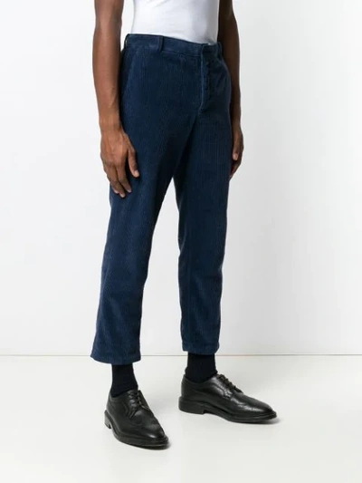 Shop Thom Browne Garment Dye Corduroy Chino In Blue