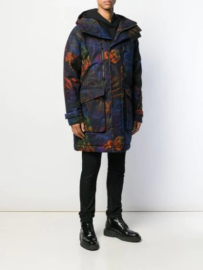 Shop Dsquared2 Printed Cotton Parka In Black