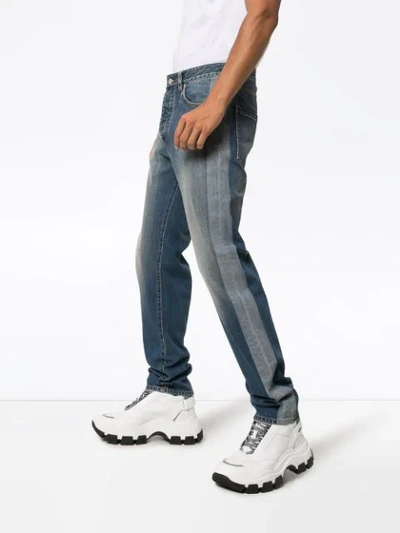 reflective panel straight leg jeans