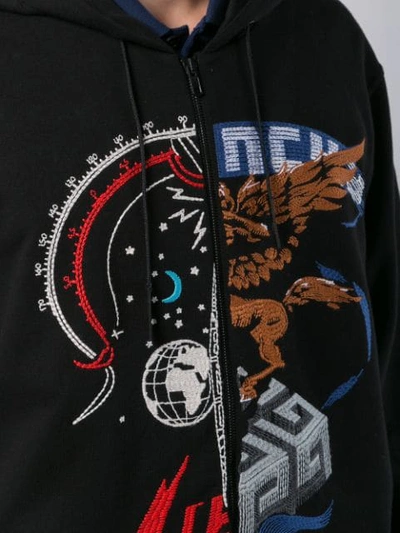 Shop Givenchy Contrast Embroidery Hoodie In Black