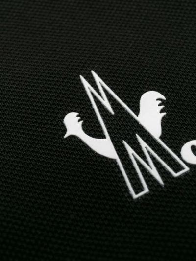 Shop Moncler Logo Print Polo Shirt In Black