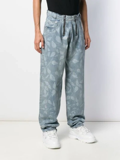 Shop Gmbh Printed Wide Leg Jeans In Blue