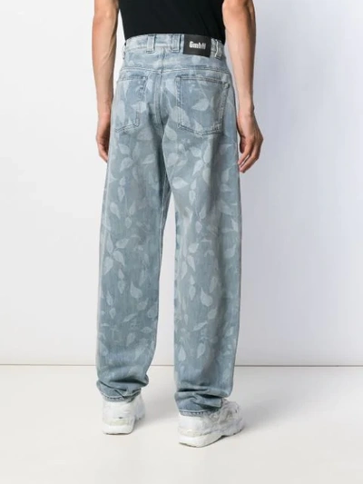 Shop Gmbh Printed Wide Leg Jeans In Blue