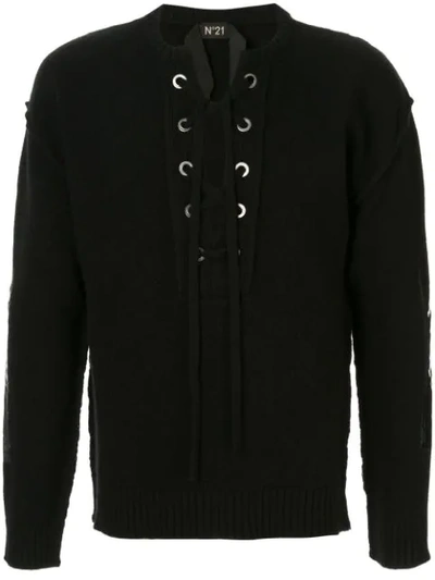 Shop N°21 Lace-up Detail Jumper In Black