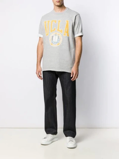 Shop Junya Watanabe Ucla Print T-shirt In Grey