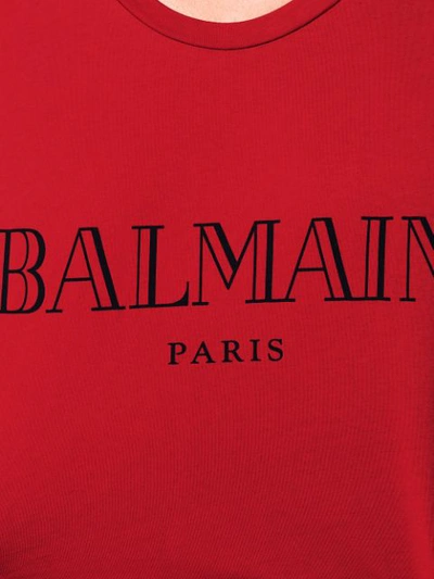 Shop Balmain Logo Print Tank Top In Red