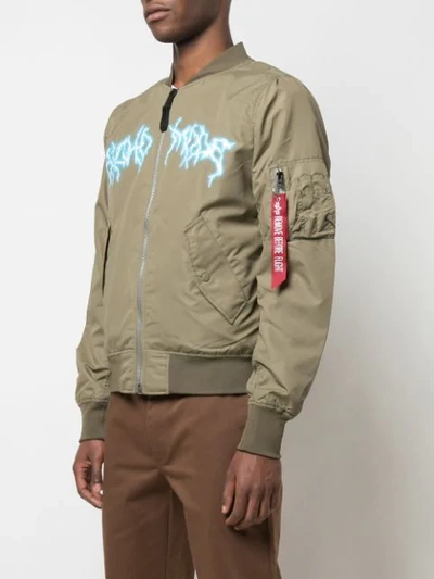 Shop Travis Scott Astroworld Sicko Mode Bomber Jacket In Grey