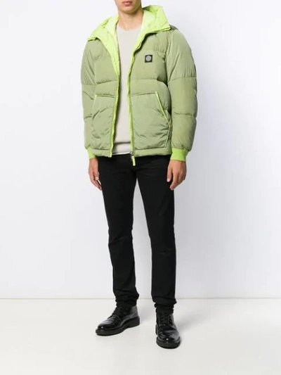 Shop Stone Island Padded Down Jacket In Green