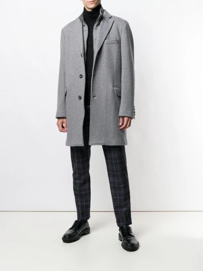 Shop Hackett Zipped Single Breasted Coat In Grey