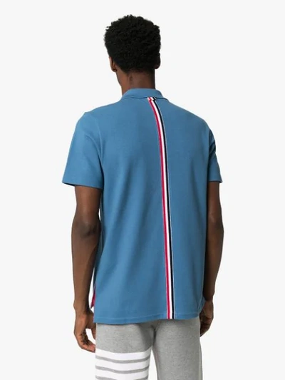 Shop Thom Browne Short Sleeve Polo Shirt In Blue