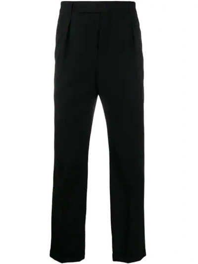 Saint Laurent Cropped Wool Gabardine Trousers In Black
