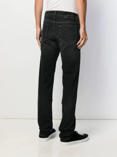 Shop Jacob Cohen Straight-leg Jeans With Pocket Square In Black