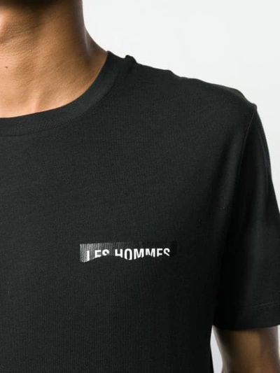 Shop Les Hommes Distressed Logo Patch T-shirt In Black