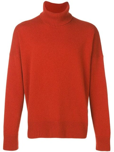 Shop Ami Alexandre Mattiussi Turtleneck Oversize Sweater In Orange