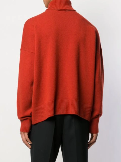Shop Ami Alexandre Mattiussi Turtleneck Oversize Sweater In Orange