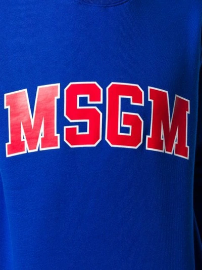 Shop Msgm Logo Printed Sweatshirt In Blue