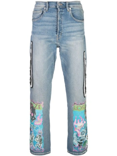 Shop Lost Daze Wing Trip Loose-fit Jeans In Blue