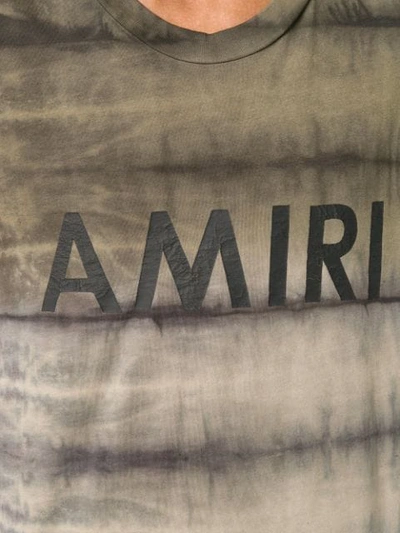 Shop Amiri Logo Print Striped T In Green