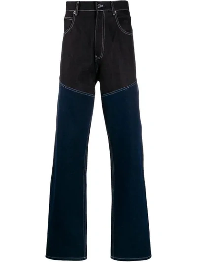 Shop Jacquemus Wide Leg Jeans In 04390 Dark Navy