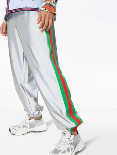 Shop Gucci Web Stripe Track Pants In Grey