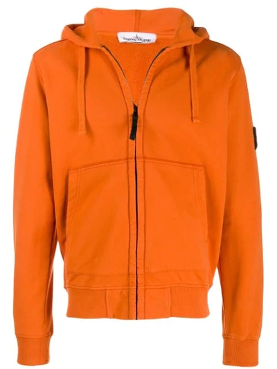 Stone Island Zip Up Hoodie In Orange | ModeSens