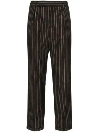 Shop Saint Laurent Pinstripe Straight-leg Trousers In Black