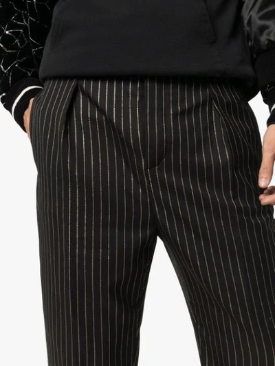 Shop Saint Laurent Pinstripe Straight-leg Trousers In Black