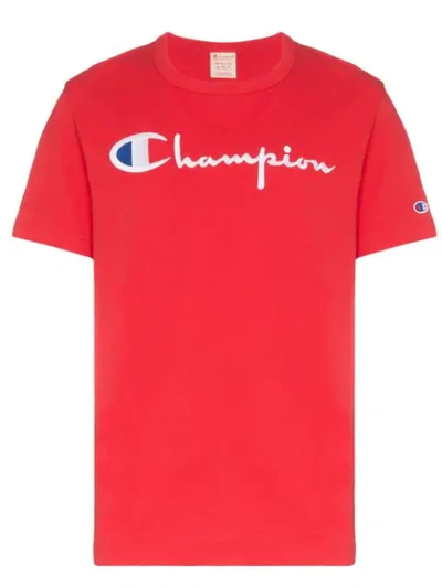 Shop Champion Logo-embroidered T-shirt In Red