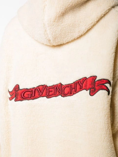 Shop Givenchy Back Logo Patch Hoodie In Neutrals