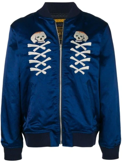 Shop Neighborhood Skull Bomber Jacket - Blue