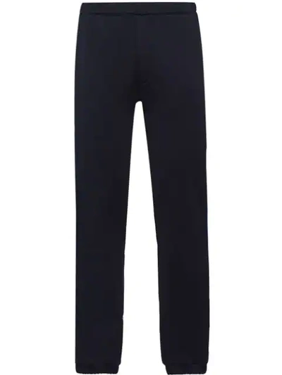 Shop Prada Tailored Jogging Style Trousers In F0ysy Navy Blue-celeste