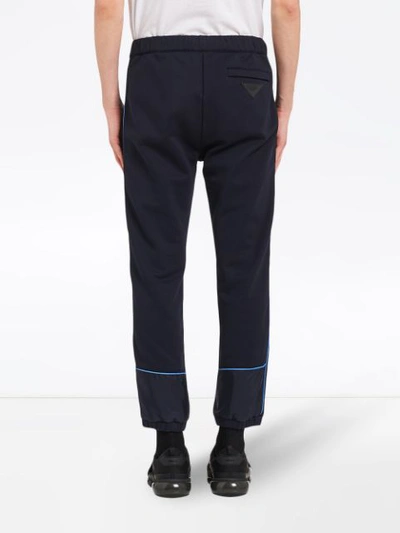Shop Prada Tailored Jogging Style Trousers In F0ysy Navy Blue-celeste