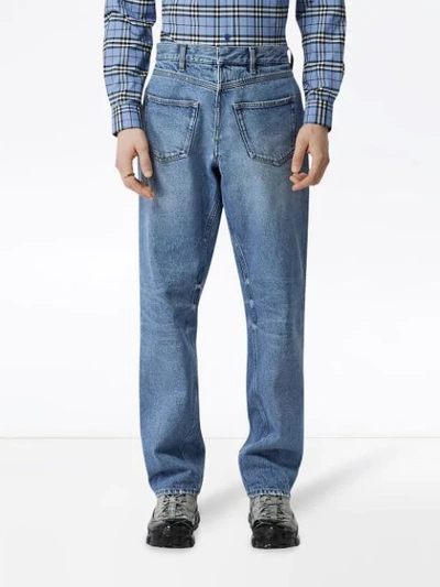 Shop Burberry Deconstructed Straight-leg Jeans In Blue