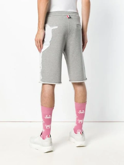 Shop Thom Browne Shirting Patchwork Icon Sweatshort In Grey