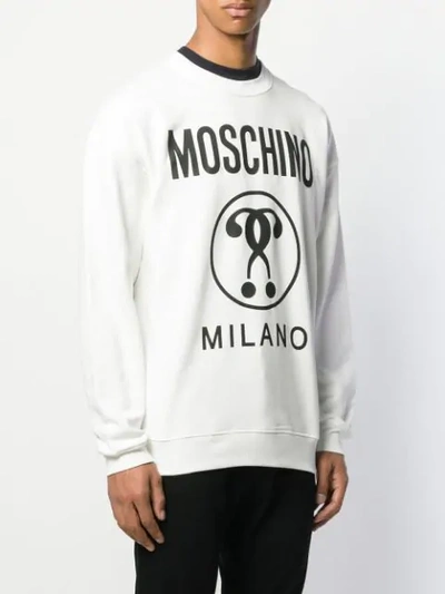 Shop Moschino Double Question Mark Logo Sweater In White